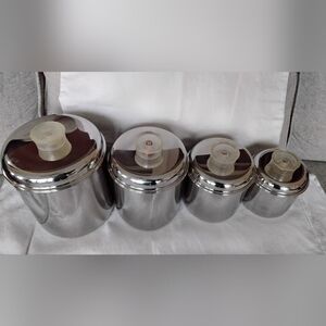 Vtg Revere Ware 1801 Stainless Steel Canister Set